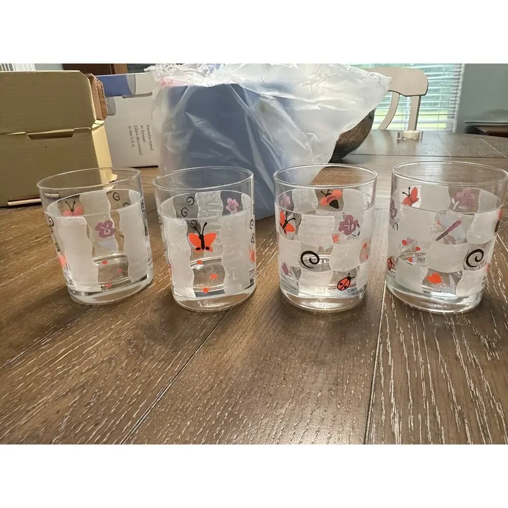 NIB Vintage Culver Glasses 5 Piece Double Old Fashion Glasses & Ice Bucket